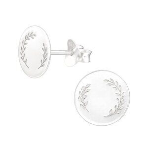 Sterling Silver Leaf Stamped Stud Earrings